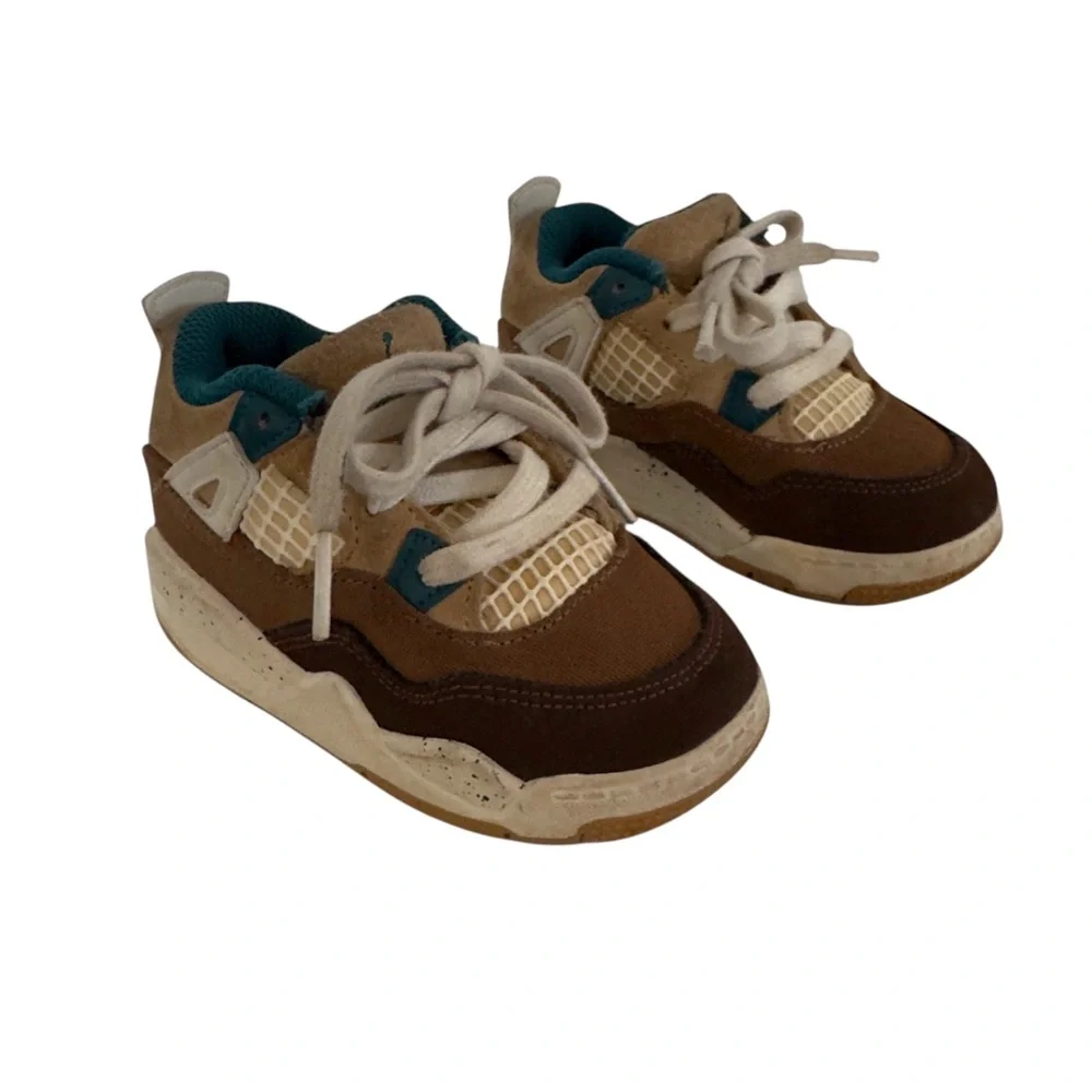 Jordan Toddler Sneakers Size 7C Brown Tan Teal Lace Up Shoes - Picture 9 of 9